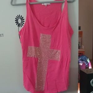 Women's size medium tank with bedazzled cross retr